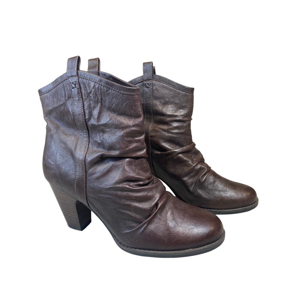 Indigo by Clarks Brown Leather Heel Ankle Boot Bootie Women's 10 M Slouch - Picture 15 of 15